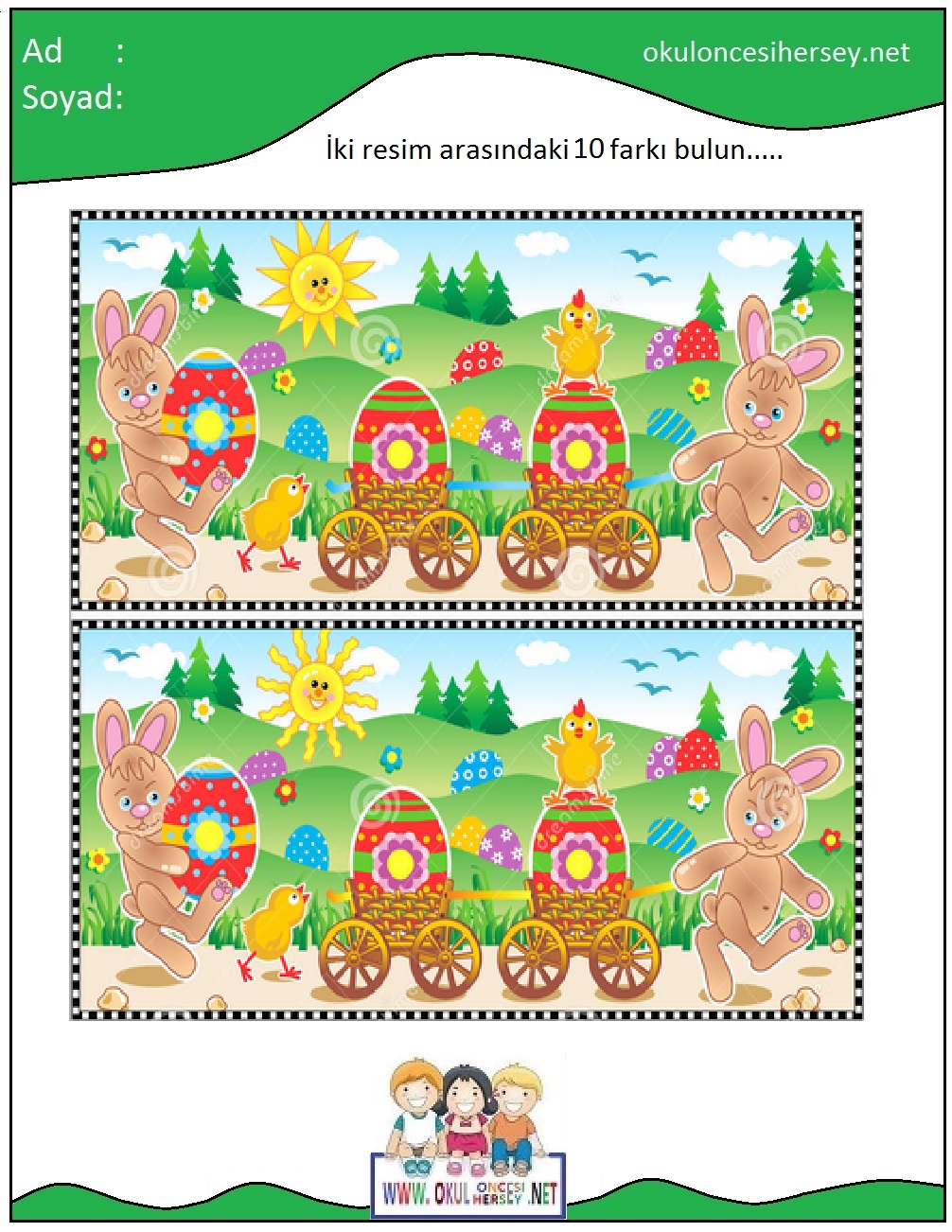 okul öncesi İki Resim Arasındaki Farkı Bul